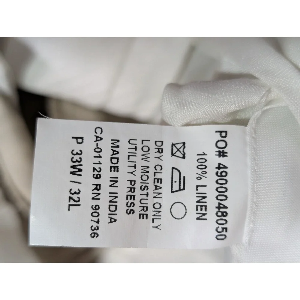 Lauren Ralph Lauren Mens 100% Linen Pants Beige Tan Straight Leg 33W 32L 33x31
